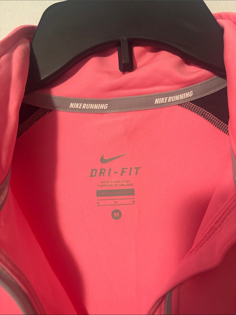 Nike Hot Pink and Black Dri-FIT 1/4 Zip Athletic Pullover - Picture 4 of 5